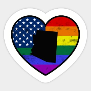 Arizona United States Gay Pride Flag Heart Sticker